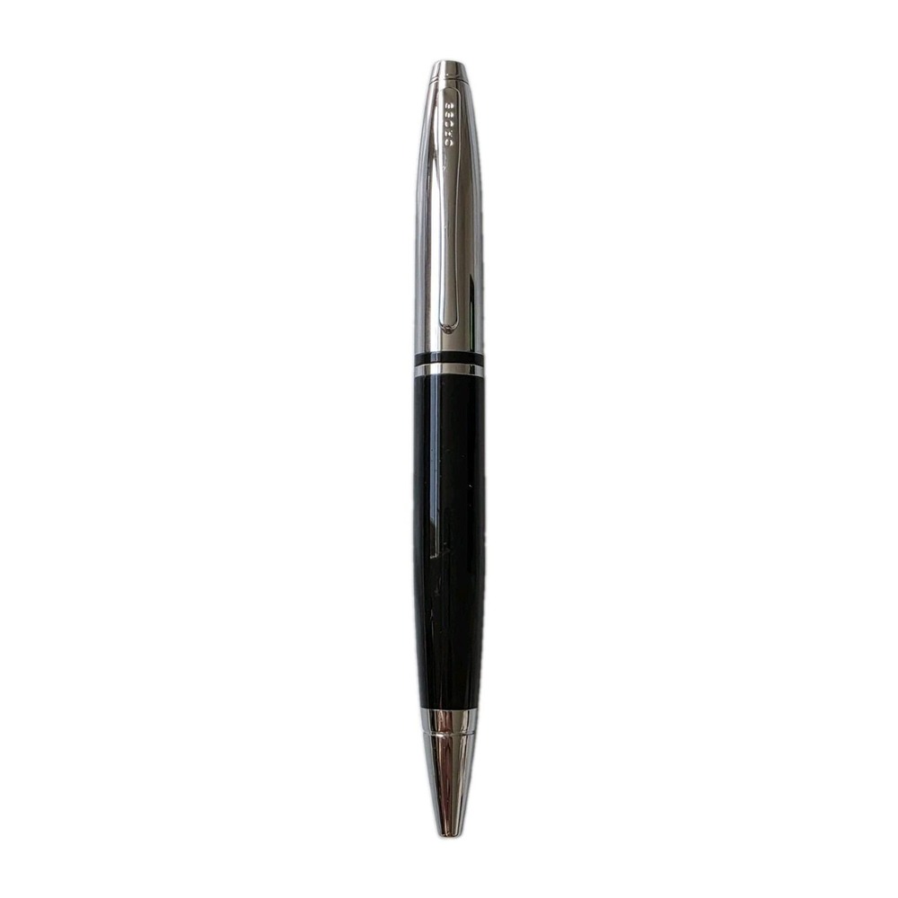 Cross Calais Ballpoint Pen Black Lacquer Polished Chrome Trim Twist Action Gift